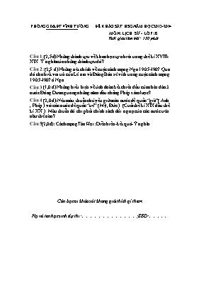 Đề và đáp án thi học sinh giỏi Lịch sử lớp 8 - Năm học 2015-2016 - Phòng GD & ĐT Thủy Nguyên